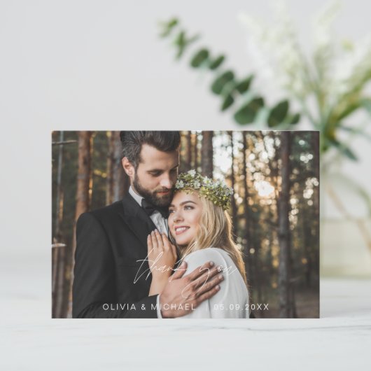 Sage Green Wedding Modern Minimalistisch Danke (Stehend Vorderseite)