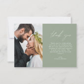 Sage Green Wedding Modern Minimalistisch Danke (Rückseite)