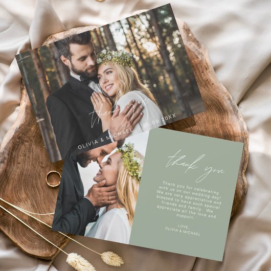 Sage Green Wedding Modern Minimalistisch Danke