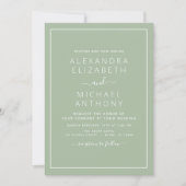 Sage Green Wedding Modern Typografy Einladung (Vorderseite)