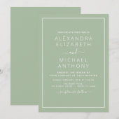 Sage Green Wedding Modern Typografy Einladung (Vorne/Hinten)