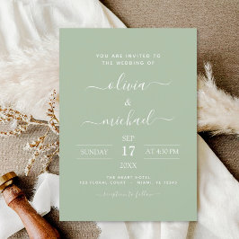 Sage Green Wedding Modern Typografy Einladung