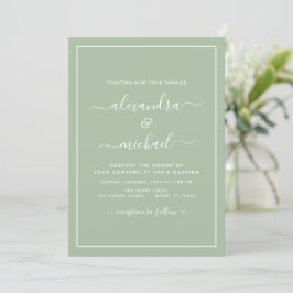 Sage Green Wedding Modern Typografy Einladung