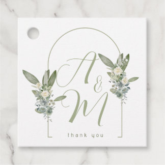 Sage Green Wedding Monogram Initials Date Elegant  Geschenkanhänger