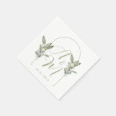 Sage Green Wedding Monogram Initials Date Elegant  Serviette (Ecke)