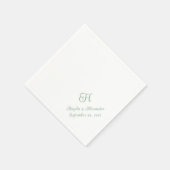 Sage Green Wedding Monogram Script Serviette (Ecke)