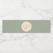 Sage Green Wedding Monogram Wasserflaschenetikett (Einzelnes Label)