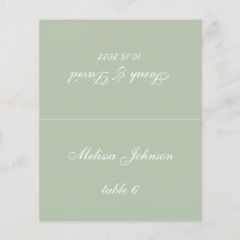 Sage Green Wedding Platzkarte - Gast Name