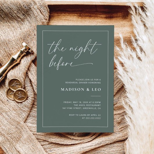 Sage Green Wedding Probe Dinner Einladung