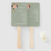 Sage Green Wedding Program Hand Fan Fächer (Vorne und Hinten)
