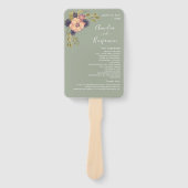 Sage Green Wedding Program Hand Fan Fächer (Vorderseite)