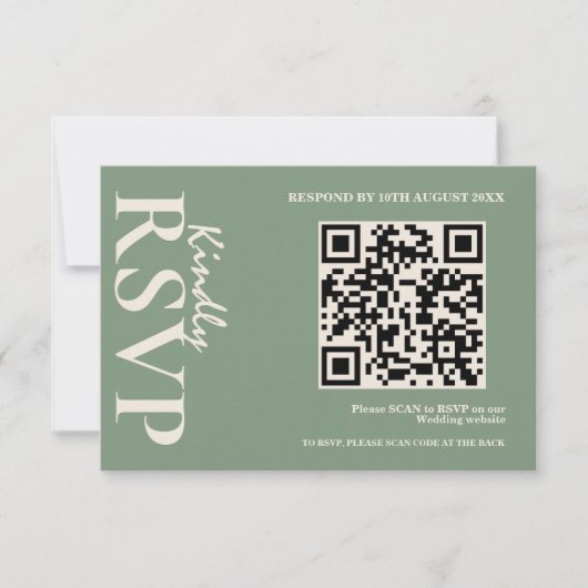 Sage Green Wedding QR Code UAWG RSVP Karte (Vorderseite)