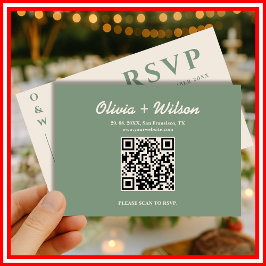 Sage Green Wedding QR Code UAWG RSVP Karte