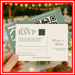 Sage Green Wedding QR Code UAWG RSVP Karte