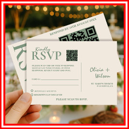 Sage Green Wedding QR Code UAWG RSVP Karte