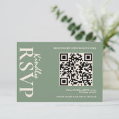 Sage Green Wedding QR Code UAWG RSVP Karte (Stehend Vorderseite)
