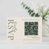 Sage Green Wedding QR Code UAWG RSVP Karte (Stehend Vorderseite)