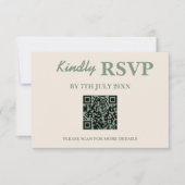 Sage Green Wedding QR Code UAWG RSVP Karte (Vorderseite)