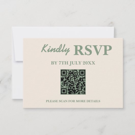 Sage Green Wedding QR Code UAWG RSVP Karte (Vorderseite)