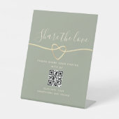 Sage Green Wedding QR Codezeichen - Teilen Sie die Sockelschild (Vorderseite)