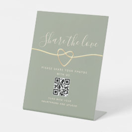 Sage Green Wedding QR Codezeichen - Teilen Sie die Sockelschild