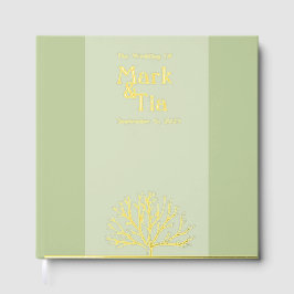 Sage Green Wedding Real Foil Gästebuch