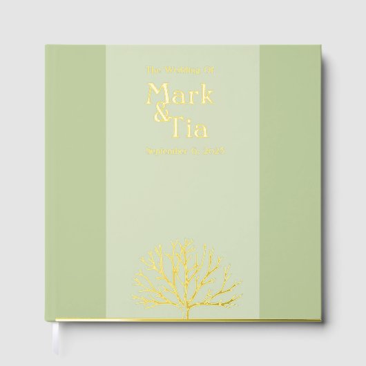Sage Green Wedding Real Foil Gästebuch (Vorderseite)