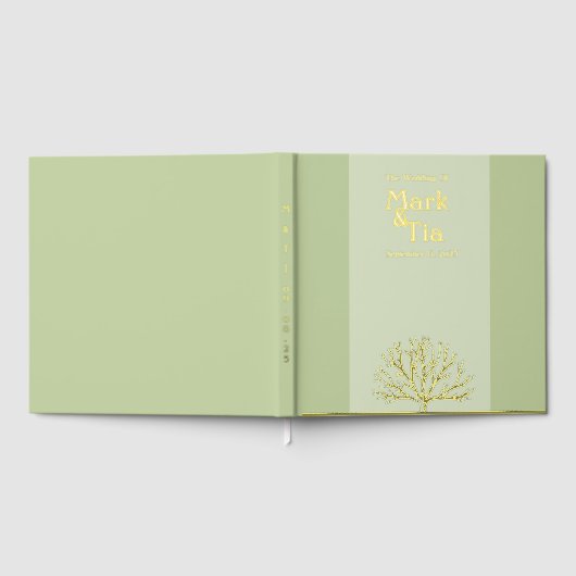 Sage Green Wedding Real Foil Gästebuch (Voll)