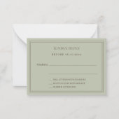 Sage green wedding response RSVP Mitteilungskarte (Vorderseite)