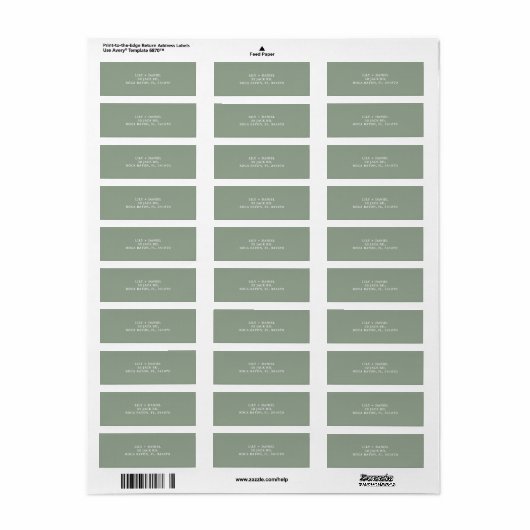 Sage Green Wedding Return Address Label (Vorne)