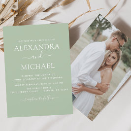 Sage Green Wedding Romantic Foto Einladung