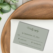 Sage Green Wedding RSVP Card Dankeskarte