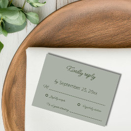 Sage Green Wedding RSVP Card Dankeskarte