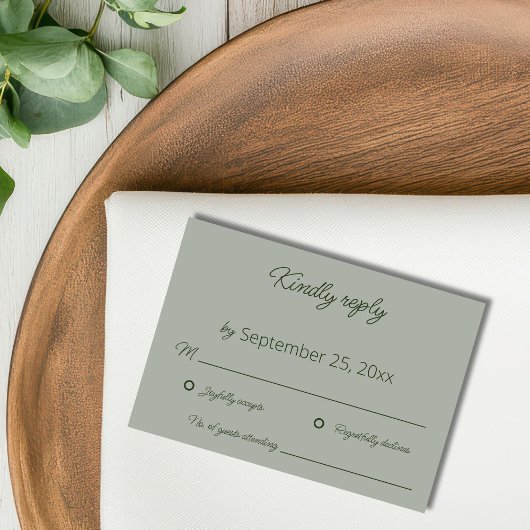 Sage Green Wedding RSVP Card Dankeskarte