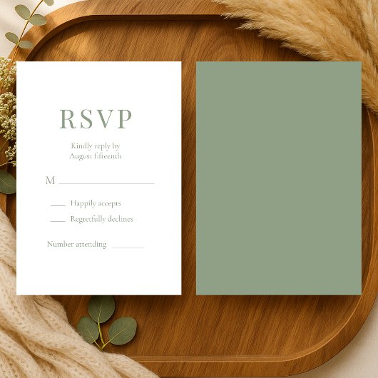 Sage Green Wedding RSVP  Karte
