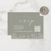 Sage Green Wedding RSVP | QR-Code-Umschließungskar Mitteilungskarte (Vorderseite/Rückseite Beispiel)