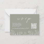 Sage Green Wedding RSVP | QR-Code-Umschließungskar Mitteilungskarte (Vorderseite)