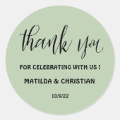 Sage Green Wedding Runder Aufkleber (Vorderseite)