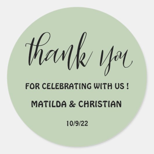 Sage Green Wedding Runder Aufkleber (Vorderseite)