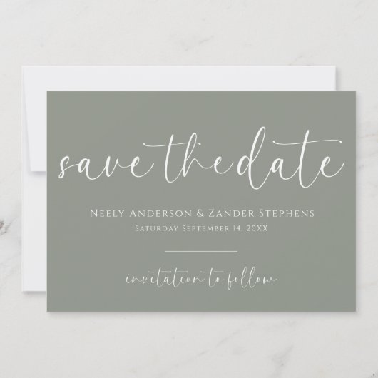 Sage Green Wedding Save the Date (Vorderseite)