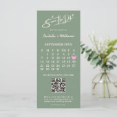 Sage Green Wedding Save the Date Calendar QR Code (Stehend Vorderseite)