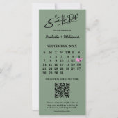 Sage Green Wedding Save the Date Calendar QR Code (Vorderseite)