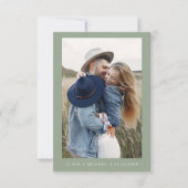 Sage Green Wedding Save the Date Foto Minimalistis (Vorderseite)
