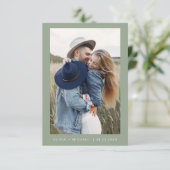 Sage Green Wedding Save the Date Foto Minimalistis (Stehend Vorderseite)