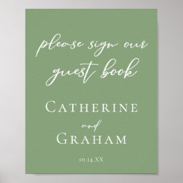 Sage Green Wedding Sign Our Guest Book Poster