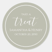 Sage Green Wedding Simple Calligraphy Script-Lecke Runder Aufkleber (Vorderseite)