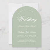 Sage Green Wedding Simple Elegante Calligraphy Arc Einladung (Vorderseite)