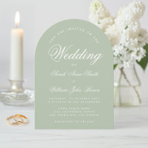 Sage Green Wedding Simple Elegante Calligraphy Arc