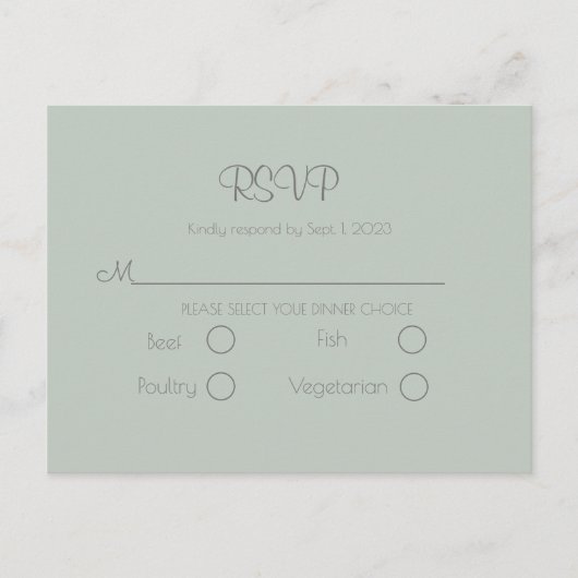 Sage Green Wedding Simple Elegante UAWG Postkarte (Vorderseite)