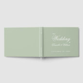 Sage Green Wedding Simple White Script Calligraphy Gästebuch (Voll)